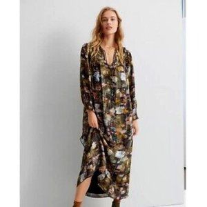 Blair Shimmer Maxi Dress Anthropologie, Size S Petite, Color: Brown Motif